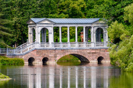 Marble bridge in summer in Catherine park, Tsarskoe Selo (Pushkin), Saint Petersburg, Russiaの写真素材