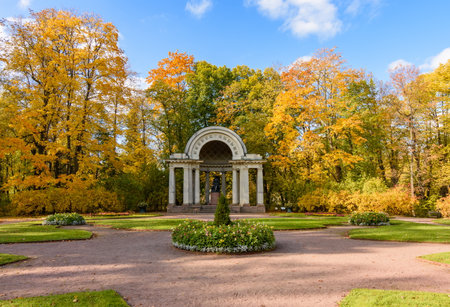 Monument to empress Maria Fedorovna in Pavlovsky park, Pavlovsk, Saint Petersburg, Russiaのeditorial素材