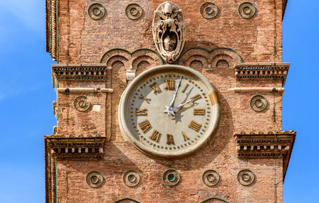 Tower clock of Santa Maria Maggiore basilica in Rome, Italyの写真素材