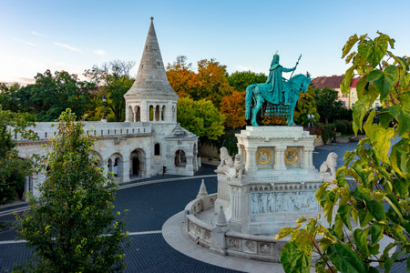Statue of St. Stephen in Fisherman's Bastion, Budapest, Hungaryのeditorial素材