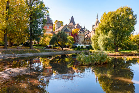 Vajdahunyad castle in autumn, Budapest, Hungaryのeditorial素材