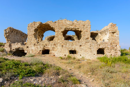 Byzantine hospital ruins in ancient Side, Turkeyのeditorial素材