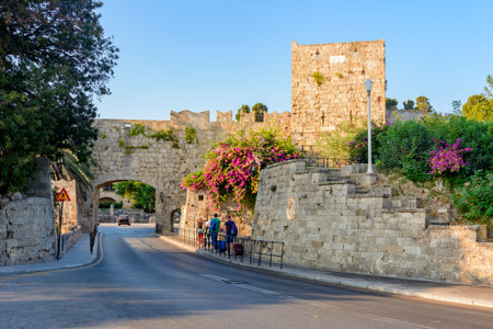 Walls of Rhodes fortress, Dodecanese islands, Greeceのeditorial素材