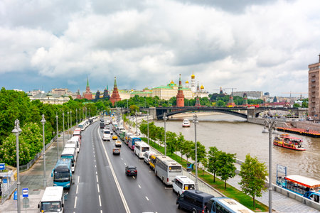 Moscow, Russia - May 2019: Moscow cityscape with Kremlin and Moskva riverのeditorial素材
