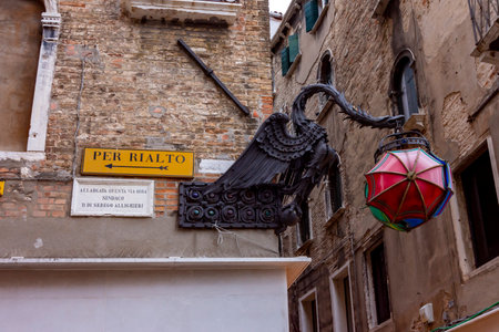 Maforio Dragon lantern with umbrellas in Venice, Italyのeditorial素材
