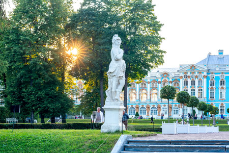 Catherine palace and park in Tsarskoe Selo (Pushkin), St. Petersburg, Russiaのeditorial素材
