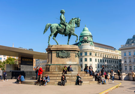 Vienna, Austria - October 2021: Erzherzog Albrecht Denkmal monument on Albertinaplatz squareのeditorial素材