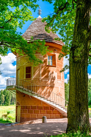 Pil tower in Pavlovsk park, St. Petersburg, Russiaのeditorial素材
