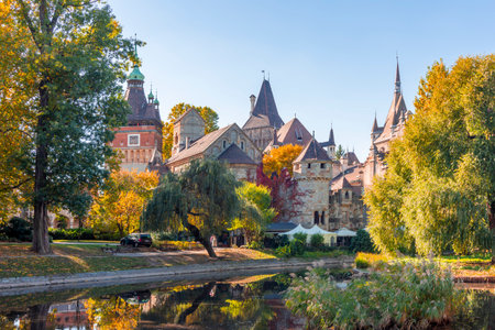 Vajdahunyad castle in autumn, Budapest, Hungaryのeditorial素材