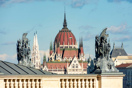 Dome of Hungarian parliament building in Budapest, Hungaryのeditorial素材