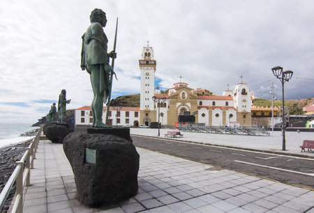 Candelaria, Spain - April 2019: Statues on Candelaria embankment, Tenerife, Canary islandsのeditorial素材
