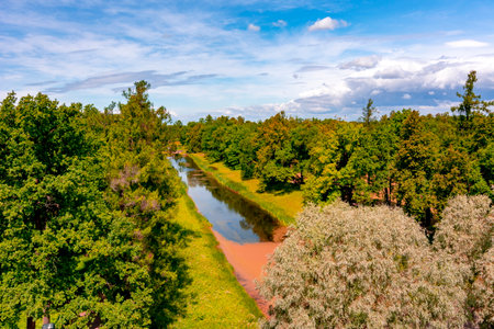 Catherine park in Tsarskoe Selo in summer, Saint Petersburg, Russiaのeditorial素材