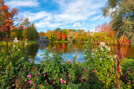 Catherine park in Tsarskoe Selo in summer, Saint Petersburg, Russiaのeditorial素材