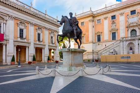 Statue of Marcus Aurelius on Capitoline Hill in Rome, Italyのeditorial素材
