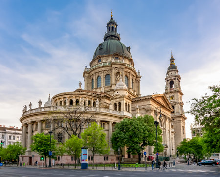 St. Stephen's basilica at sunset, Budapest, Hungaryの写真素材