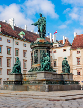 Kaiser Franz I monument in the courtyard of Hofburg Palace, Vienna, Austriaのeditorial素材