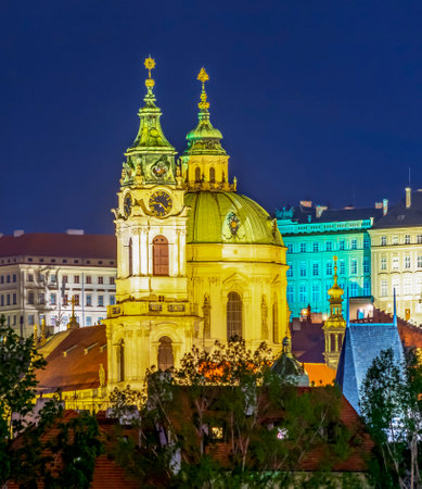 St. Nicholas church in Lesser Town (Mala Strana), Prague, Czech Republicの写真素材