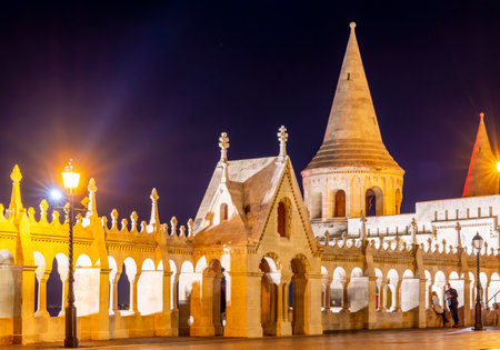 Fisherman bastion at night, Budapest, Hungaryのeditorial素材
