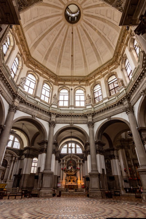 Venice, Italy - October 2022: Interior of Santa Maria della Salute churchのeditorial素材