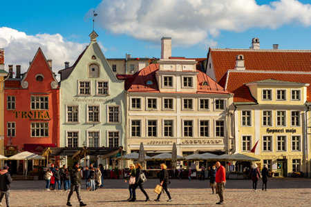 Tallinn, Estonia - 28 September 2022: Market square in center of Tallinnのeditorial素材