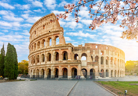 Colosseum (Coliseum) building in spring, Rome, Italyの写真素材