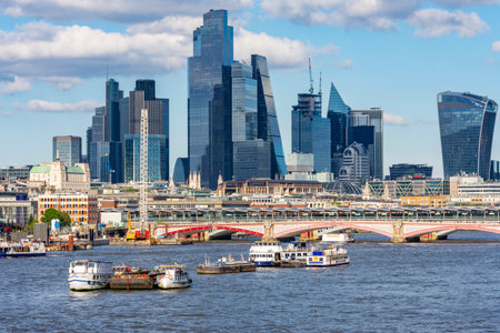 City of London skyscrapers and Thames river, London, UK