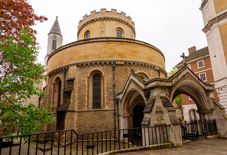 Temple church built by the Knights Templar in 12th century, London, UKの写真素材