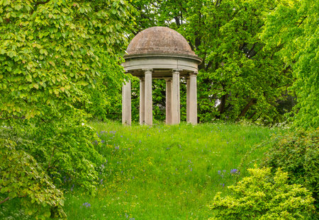 Small temple in Kew botanical gardens in spring, London, UKの写真素材