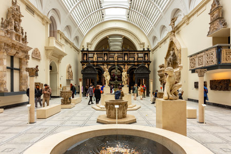 London, UK - 28 April 2024: Victoria and Albert museum interiorsの写真素材