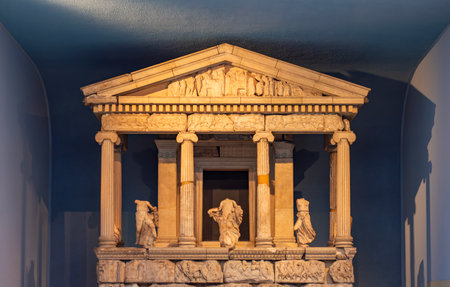 London, UK - 27 April 2024: Mausoleum of Halikarnassos in British museumの写真素材
