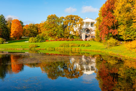 Catherine park in autumn, Tsarskoe Selo (Pushkin), Saint Petersburg, Russiaの写真素材
