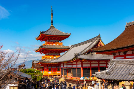 Kyoto, Japan - 25 November 2024: Kiyomizu-dera buddhist temple in autumnの写真素材
