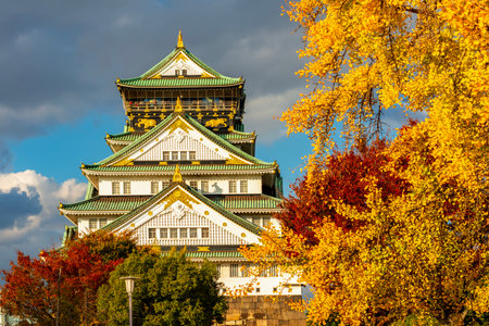 Osaka Castle in autumn, Japanの写真素材