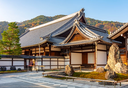 Kyoto, Japan - 22 November 2024: Tenryu-ji temple in autumn in Arashiyama