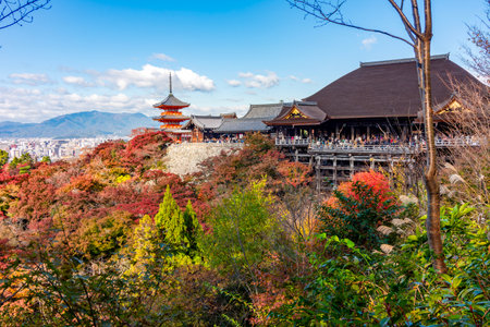 Kiyomizu-dera temple in autumn, Kyoto, Japanの写真素材