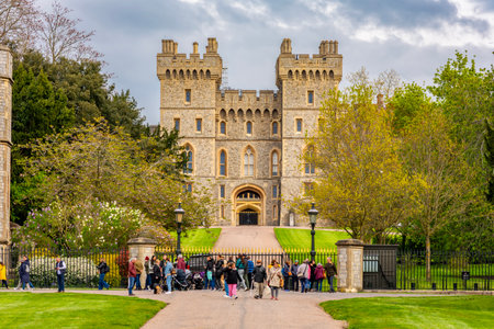 Windsor, UK - 25 April 2024: George IV gateway to Windsor Castleの写真素材