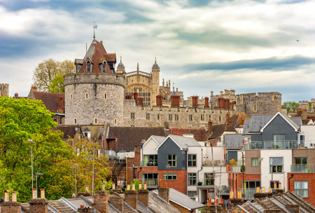Royal Windsor castle in Berkshire, London suburbs, UKの写真素材