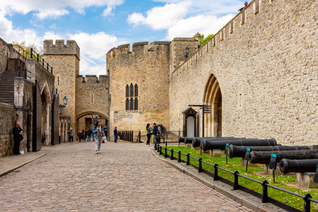 London, UK - 26 April 2024: Walls and towers in Tower of London