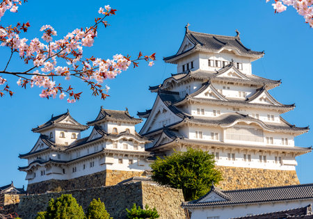 Himeji (White Heron) Castle in spring, Japanの写真素材