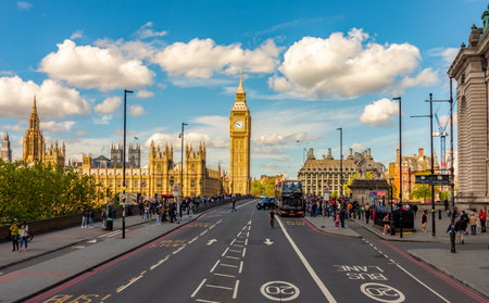 London, UK - 04 May 2024: Big Ben with Houses of Parliament and Westminster bridge