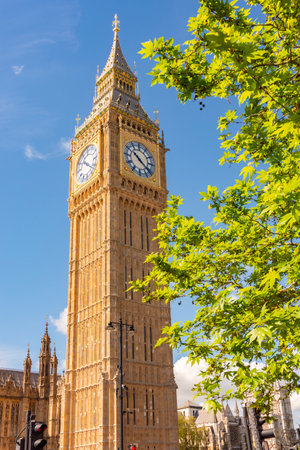 Big Ben tower in spring, London, UK