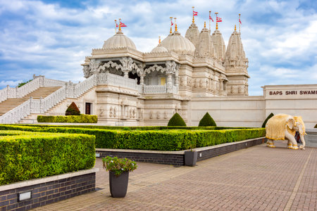 London, UK - 04 May 2024: BAPS Shri Swaminarayan Mandir (Neasden Temple) - Hindu temple in Londonの写真素材