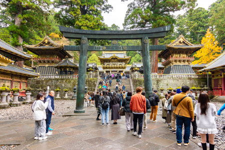 Nikko, Japan - 16 November 2024: People visiting Nikko Toshogu shrine in Japan