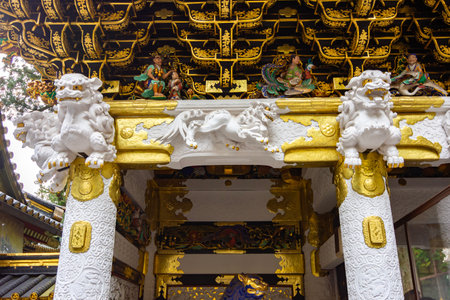 Yomeimon gate decorations at Nikko Toshogu shrine, Japanの写真素材