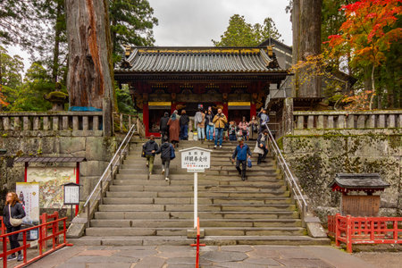 Nikko, Japan - 16 November 2024: People visiting Nikko Toshogu shrine in Japanの写真素材