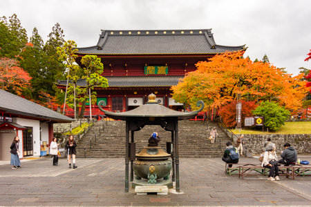 Nikko, Japan - 16 November 2024: People visiting Nikko Toshogu shrine in autumn