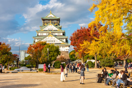 Osaka, Japan - November 21, 2024: Osaka castle in autumnの写真素材