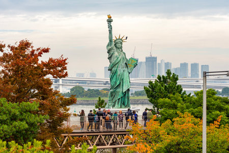 Tokyo, Japan - November 15, 2024: Odaiba Statue of Liberty in Tokyo