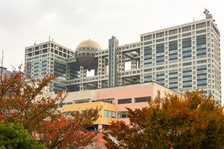 Fuji Television Network headquarters on Odaiba island, Tokyo, Japanの写真素材