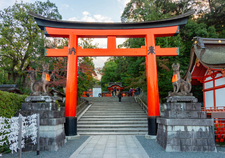 Torii gate at Fushimi Inari Taisha shrine, Kyoto, Japanの写真素材